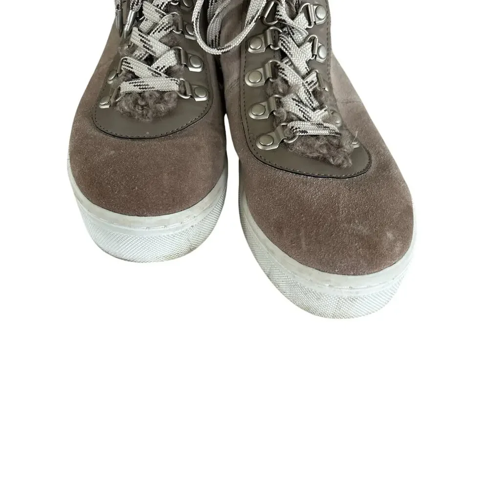 Sam Edelman Grey Suede & Faux Shearling Sneaker Booties